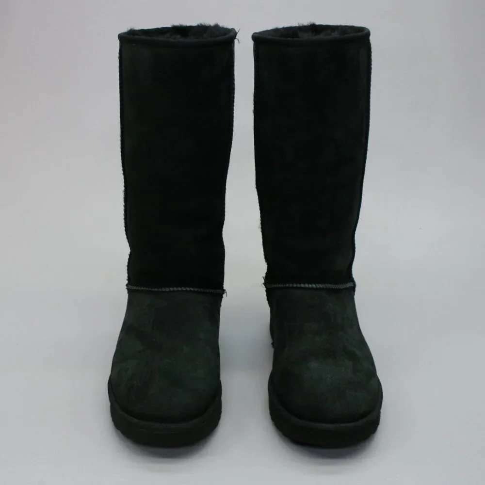 UGG Ladies 9 Classic Tall Ii Black Suede Sheepskin Shearling Lined Boots 1016224 - Picture 5 of 12